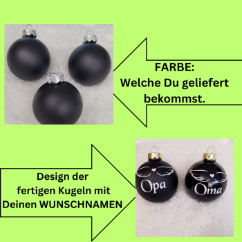 3 Weihnachtskugeln m. Engelsflügeln u.Namen